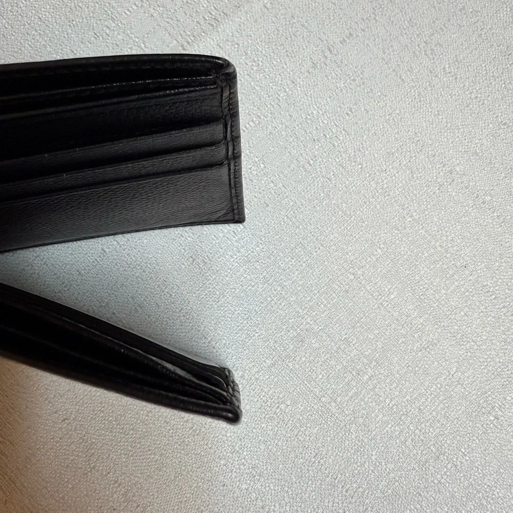 Celine Black Leather wallet with Gold tone logo